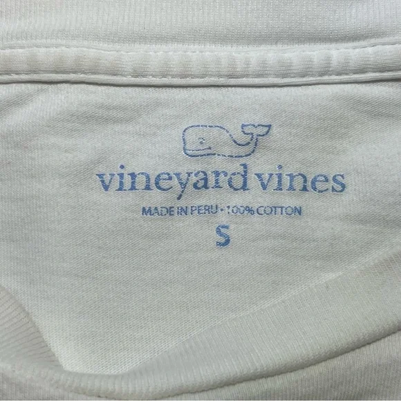 Vineyard Vines T-Shirt Mens Small White Shark Week Long Sleeve Casual Pocket - Picture 4 of 7